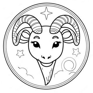 Page De Coloriage Du Symbole Du Belier Avec Des Etoiles 131851-64502