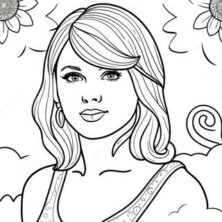 Page De Coloriage De Taylor Swift Avec Un Fond Reveur 132259-64821
