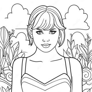 Page De Coloriage De Taylor Swift Avec Un Fond Reveur 132259-64822