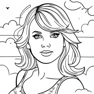 Page De Coloriage De Taylor Swift Avec Un Fond Reveur 132259-64823