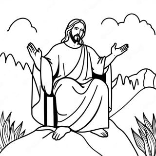 Page De Coloriage De Jesus Enseignant Sur La Montagne 132462-64970