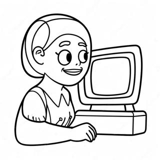 Femme De Dessin Anime A La Television Avec Des Couleurs Vives Page De Coloriage 132542-65042