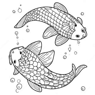 Page De Coloriage Elegante De Poisson Koi Avec Des Bulles 132774-65221