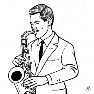 Page De Coloriage Musicien De Jazz Jouant Du Saxophone 133031-65423