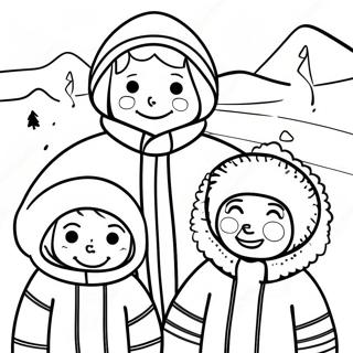 Page De Coloriage Famille Eskimo En Vetements Dhiver 133414-65709