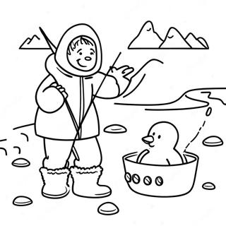 Page De Coloriage Eskimo Pechant Sur La Glace 133415 65716