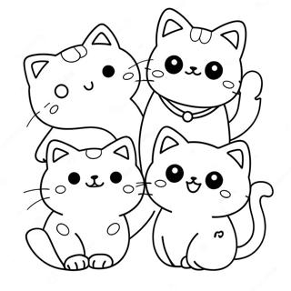 Chats Kawaii Pages À Colorier