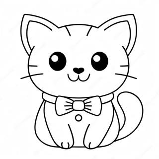 Page De Coloriage Dun Adorable Chat Kawaii Avec Un Noeud Papillon 133442 65738