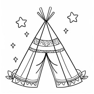 Tipi Sous Un Ciel Etoile Page A Colorier 133701 65933