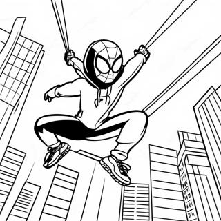 Miles Morales Se Balancant A Travers La Ville Page De Coloriage 133853 66048