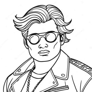 Page De Coloriage De Rockstar Funky En Veste En Cuir 133907 66094