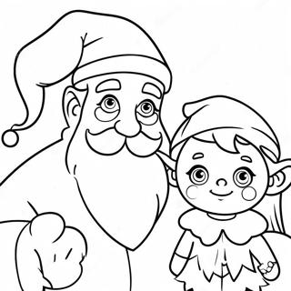 Père Noël Et Elfe Pages À Colorier