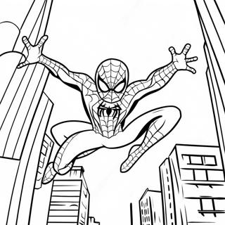 Spider Man Balancant A Travers La Ville Page De Coloriage 134086-66226