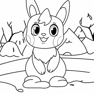 Page De Coloriage De Glaceon Mignon Dans Un Paysage Enneige 135033-66966