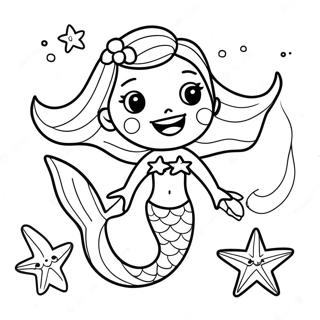 Page De Coloriage Sirene Joueuse Avec Etoile De Mer 135492-67327
