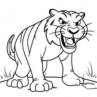 Page De Coloriage De Tigre A Dents De Sabre Joueur 135623 67429