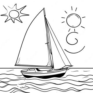 Page De Coloriage De Voilier Au Coucher Du Soleil 135830-67593