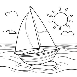 Page De Coloriage De Voilier Au Coucher Du Soleil 135830-67596