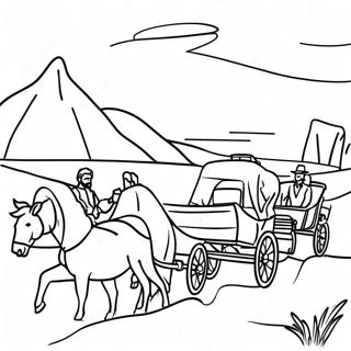 Page De Coloriage De Pionniers Voyageant Sur La Piste De Loregon 135879-67631