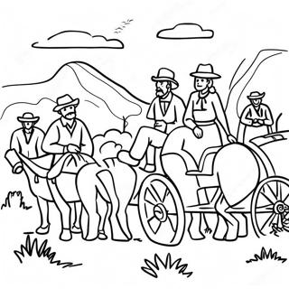 Page De Coloriage De Pionniers Voyageant Sur La Piste De Loregon 135879-67632