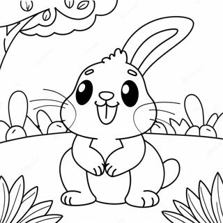 Page De Coloriage De Mignon Lapin Realiste Dans Le Jardin 135978-67705