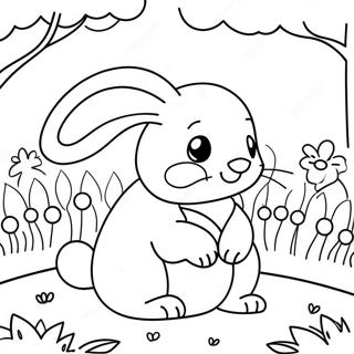 Page De Coloriage De Mignon Lapin Realiste Dans Le Jardin 135978-67706