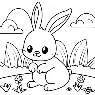 Page De Coloriage De Mignon Lapin Realiste Dans Le Jardin 135978-67708