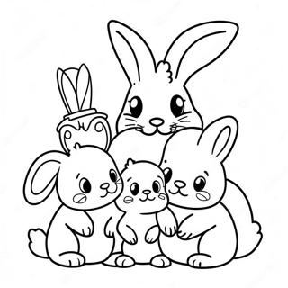 Page De Coloriage De Famille De Lapins Realistes 135980-67714