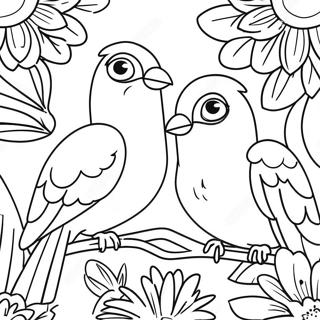 Page De Coloriage Doiseaux Exotiques Parmi De Belles Fleurs 136543 68155
