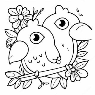 Page De Coloriage Doiseaux Exotiques Parmi De Belles Fleurs 136543 68156