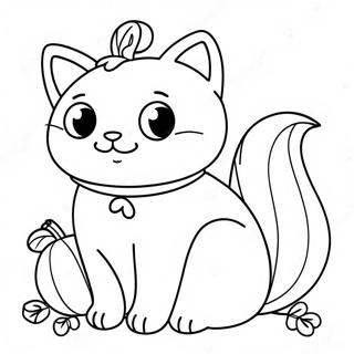 Page De Coloriage Dun Chat Mignon De Thanksgiving Avec Une Citrouille 136772-68473