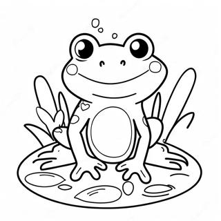 Grenouille Mignonne Assise Sur Un Nenuphar Page A Colorier 13780-3006