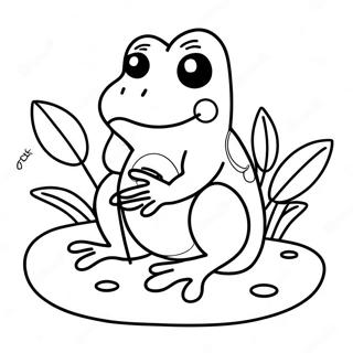 Grenouille Mignonne Assise Sur Un Nenuphar Page A Colorier 13780-3007