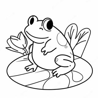 Grenouille Mignonne Assise Sur Un Nenuphar Page A Colorier 13780-3008