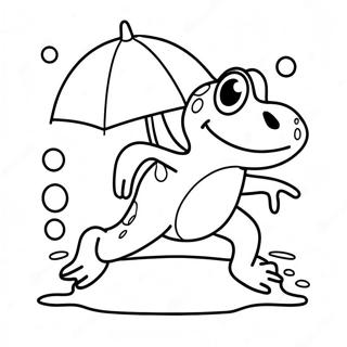 Grenouille Heureuse Sautant Sous La Pluie Page A Colorier 13781-3009