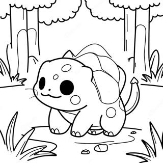Page De Coloriage De Bulbasaur Mignon Dans La Foret 137877-69342