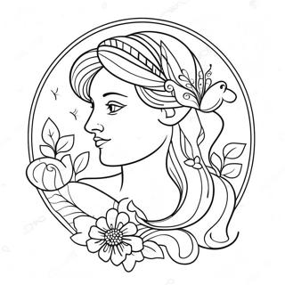 Page De Coloriage Du Symbole De La Vierge Avec Des Fleurs 138056 69477