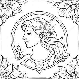 Page De Coloriage Du Symbole De La Vierge Avec Des Fleurs 138056 69478