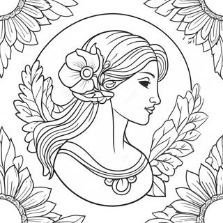 Page De Coloriage Du Symbole De La Vierge Avec Des Fleurs 138056 69480