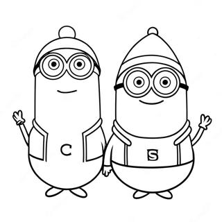 Page De Coloriage Des Minions Avec Des Chapeaux De Pere Noel 138235 69617