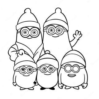 Page De Coloriage Des Minions Avec Des Chapeaux De Pere Noel 138235 69618