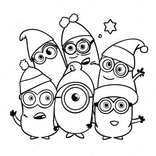 Page De Coloriage Des Minions Avec Des Chapeaux De Pere Noel 138235 69619