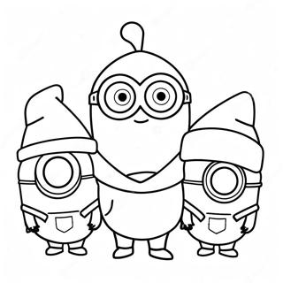 Page De Coloriage Des Minions Avec Des Chapeaux De Pere Noel 138235 69620