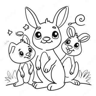 Page De Coloriage Dun Kangourou Mignon Et De Ses Amis 139310-70459