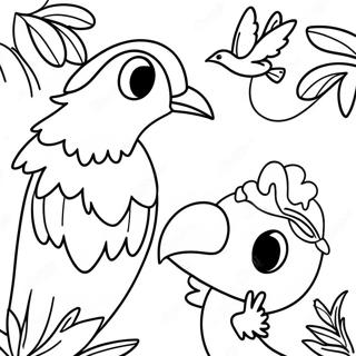 Page De Coloriage Des Oiseaux Exotiques De La Foret Tropicale 139439-70563
