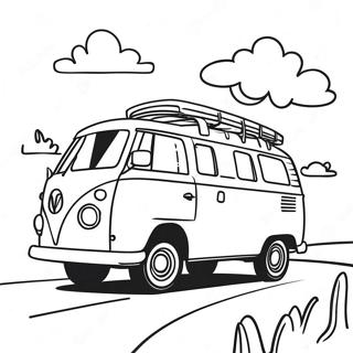 Page De Coloriage De Fourgon Colore Sur Une Route 139564-70655