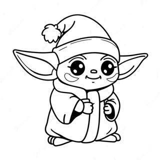 Page De Coloriage De Baby Yoda Mignon Avec Un Chapeau De Noel 139640-70713