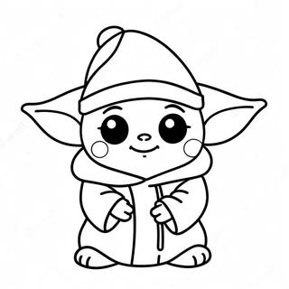 Page De Coloriage De Baby Yoda Mignon Avec Un Chapeau De Noel 139640-70714