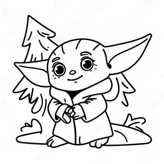 Bébé Yoda Noël Pages à colorier