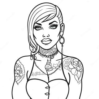 Page De Coloriage De Princesse Disney Punk Avec Des Tatouages 139666-70735